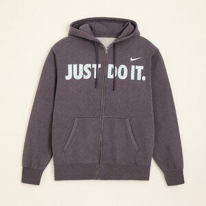 NIKE | Grey Zip-Up Logo Hoodie Sweatshirt – Men’s Small